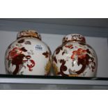 A pair of Mason's 'Brown Velvet' ginger Jars,