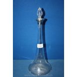 A silver rimmed glass Decanter,