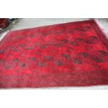 A red ground and black pattern Carpet,