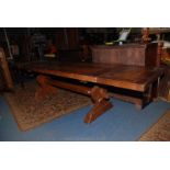 A substantial solid Oak refectory Dining Table 7'2" long x 33" wide,