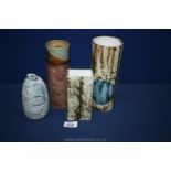 Four pottery Vases one stamped Carn Pottery, Penzance, Cornwall,