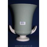 A large Wedgwood, Etruria & Barlaston green and cream two handled vase,