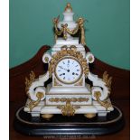 An elegant Alabaster/white marble cased Mantel Clock of French design having ormolu/gilt mounts,