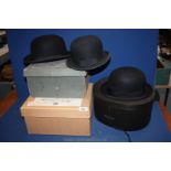 Three boxed Bowler Hats by Lincoln,
