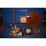 A quantity of miscellanea including Shortland Smith square Barometer, circular tray,