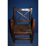 A small antique Oak Child's Chair with peg joints