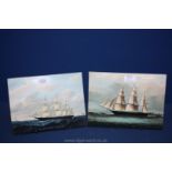Two Wedgwood plaques of sailing ships,
