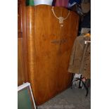 A 1950's Walnut double door Wardrobe by Woodland Products, well figured,
