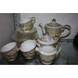 A gilt and floral pattern Teaset for six including teapot
