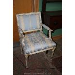 An attractive cream painted and gilt detailed framed Fauteuil/Elbow Chair the seat,