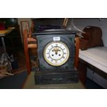 A large marble Clock (as found) having Roman numeral face (hands missing) and large piece of marble