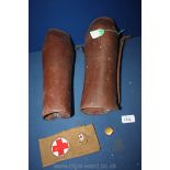 Two pairs of leather Gaiters worn in WWI by bugle boy C.A.