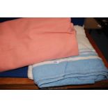 A Witney cream and blue detailed double bed size Blanket and a pink double bed size Blanket.