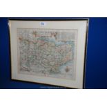 A framed, hand-tinted map entitled "CANTIVM Quod nunc KENT", - "Iohannes Norden delianianit,