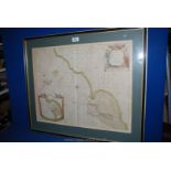 A large Nautical Map of Holy Island, Staples & Barwick, presented to Capt. Will Davies by Capt.