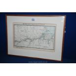 A framed map of "The River Amazon from its mouth to Manaus" 6 3/4" x 12" approx.