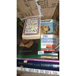 A box of books: autobiographies, Millers Price Guides,