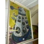 A large framed Dalek Painting on paper