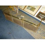 A Brass Fender having a brass mesh front,