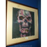 A large Skull painting in square frame