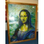 A framed Pop Art painting of Mona Lisa painted on paper