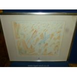 Jan Kenneth Weckman Abstract Lithograph showing coloured shapes,