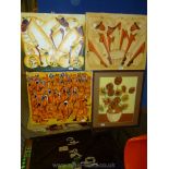 Three ethnic Oil on Canvas pictures signed.