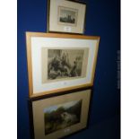 Three Prints including small Etching of Longtown Castle,
