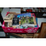 A box of various novels by David Drake, Historic houses and gardens,