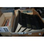 Five boxes of books and 45's, World War II, Gardening, Race form Annuals, 78s,