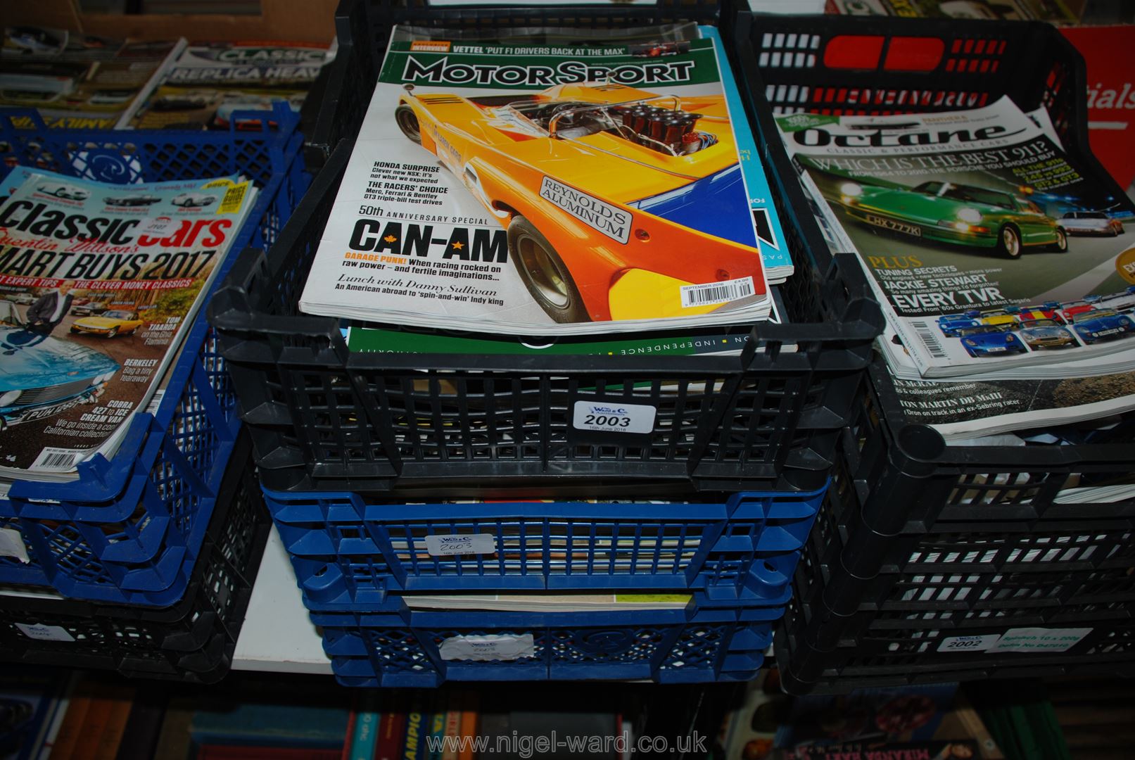 Three crates of Motorsport Car Magazines