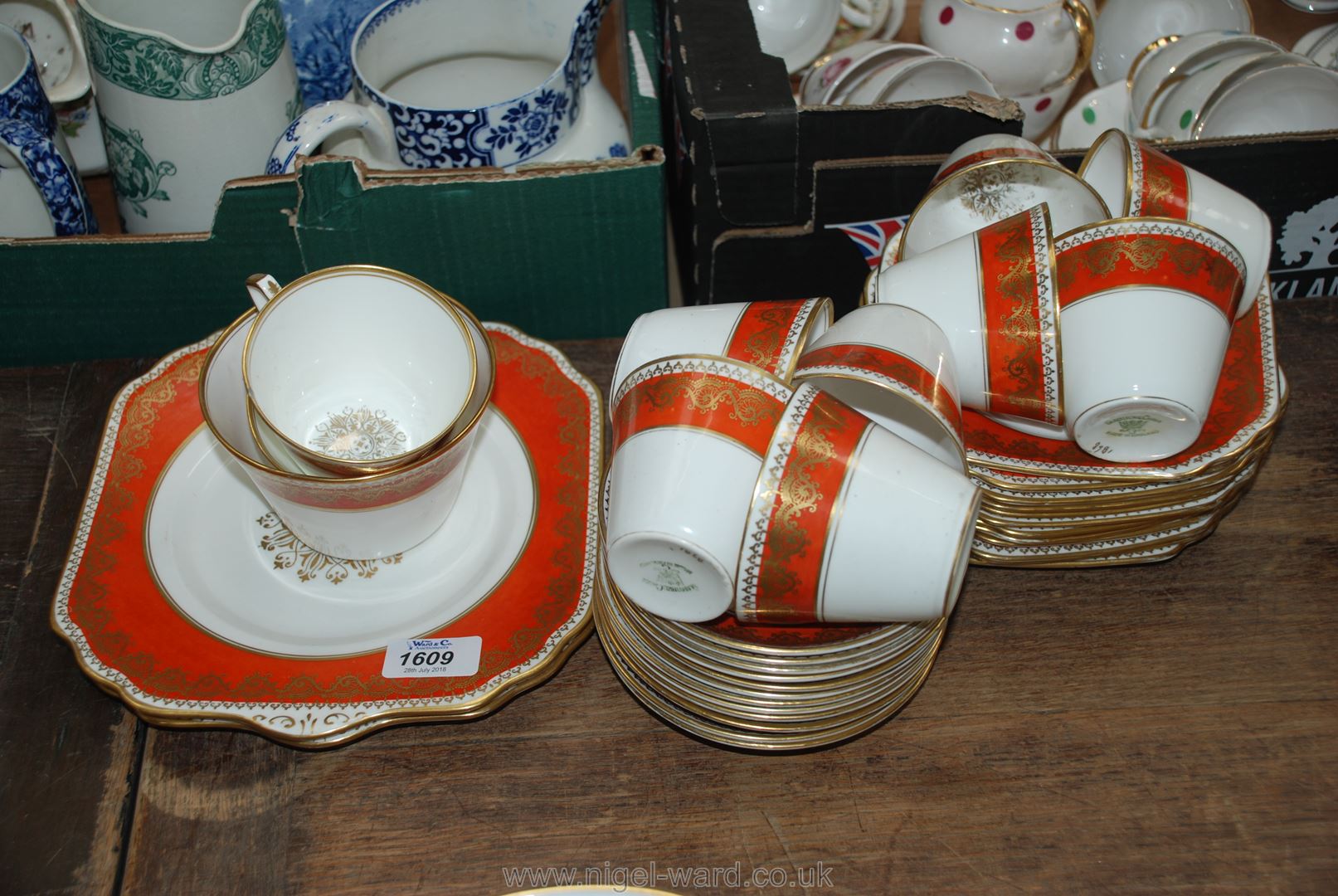 A Gladstone china part Teaset (some a/f), two bread and butter plates, twelve plates,