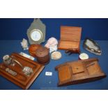 A quantity of miscellanea including various shells, slate barometer, piece of agate,