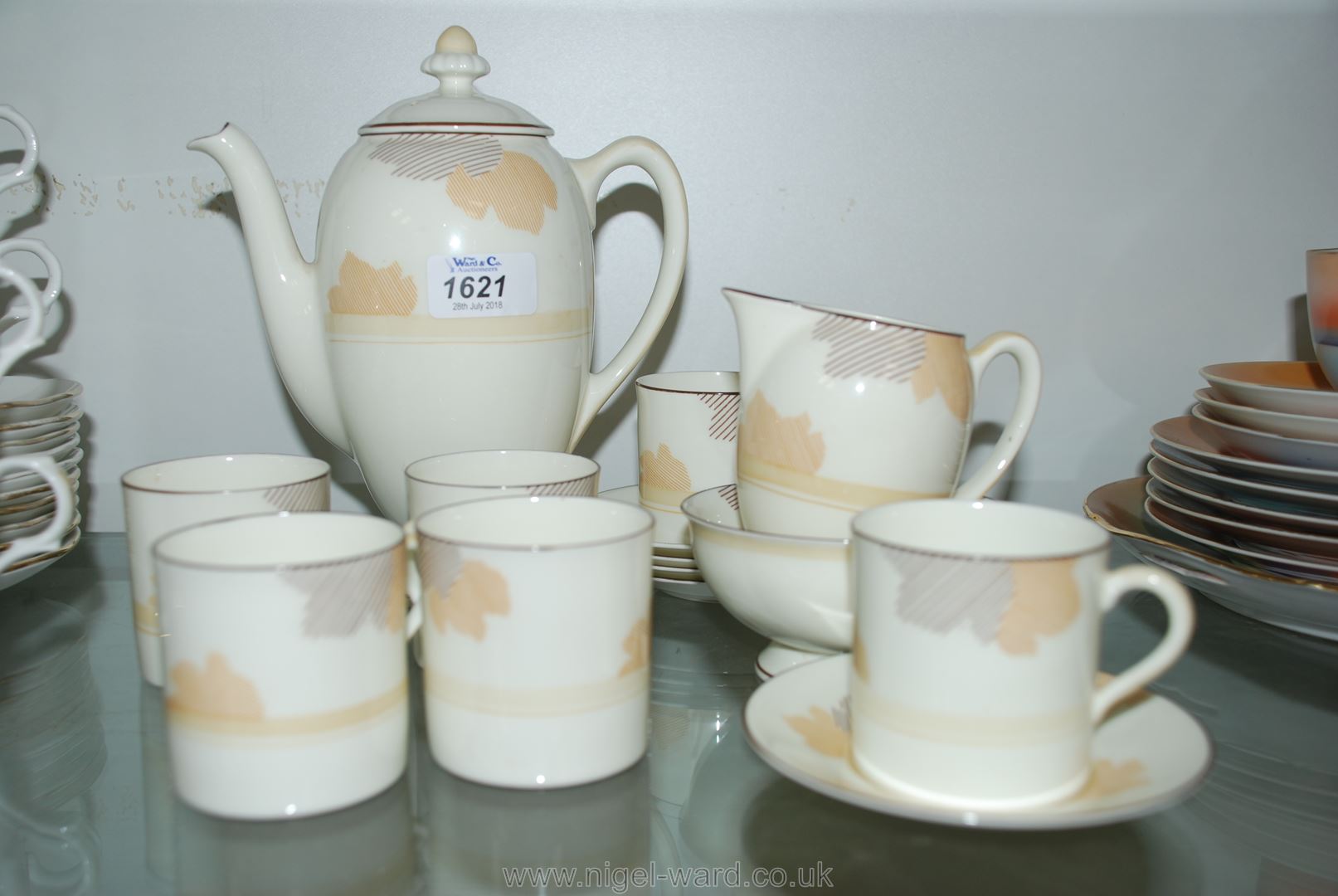 A Royal Doulton 'Athlone' pattern Coffee Set including six cans, five saucers,