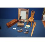 A box of miscellaneous including a Russ Berrie country scene picture frame,