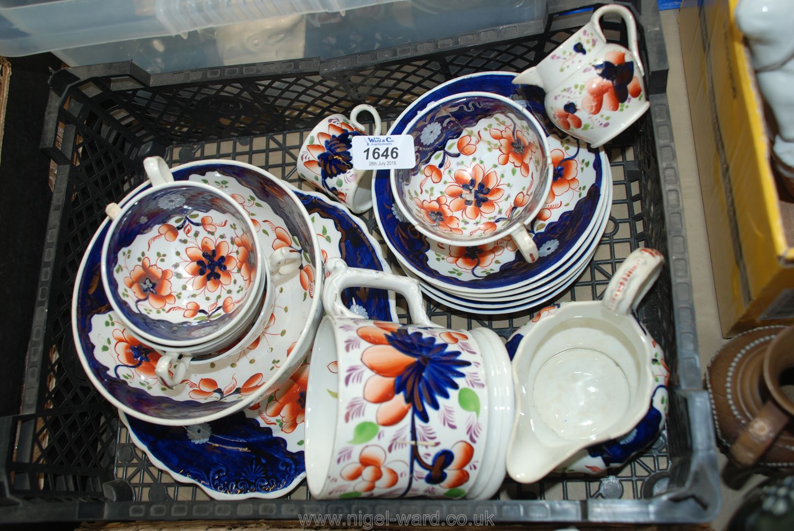A quantity of Gaudy Welsh including five cups and saucers (one cup and one saucer a/f),