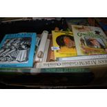 A box of books incl fishing, butterflies, horse racing,