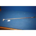 A silver mounted riding Crop, hallmarked Birmingham 1899,