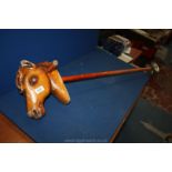 A wooden hobby horse