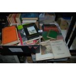 Two boxes of books including the Cornish Riviera, Edith Pargeter, etc.