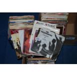 Three small boxes of 45 rpm records including House Martins, Alvin Stardust, etc.