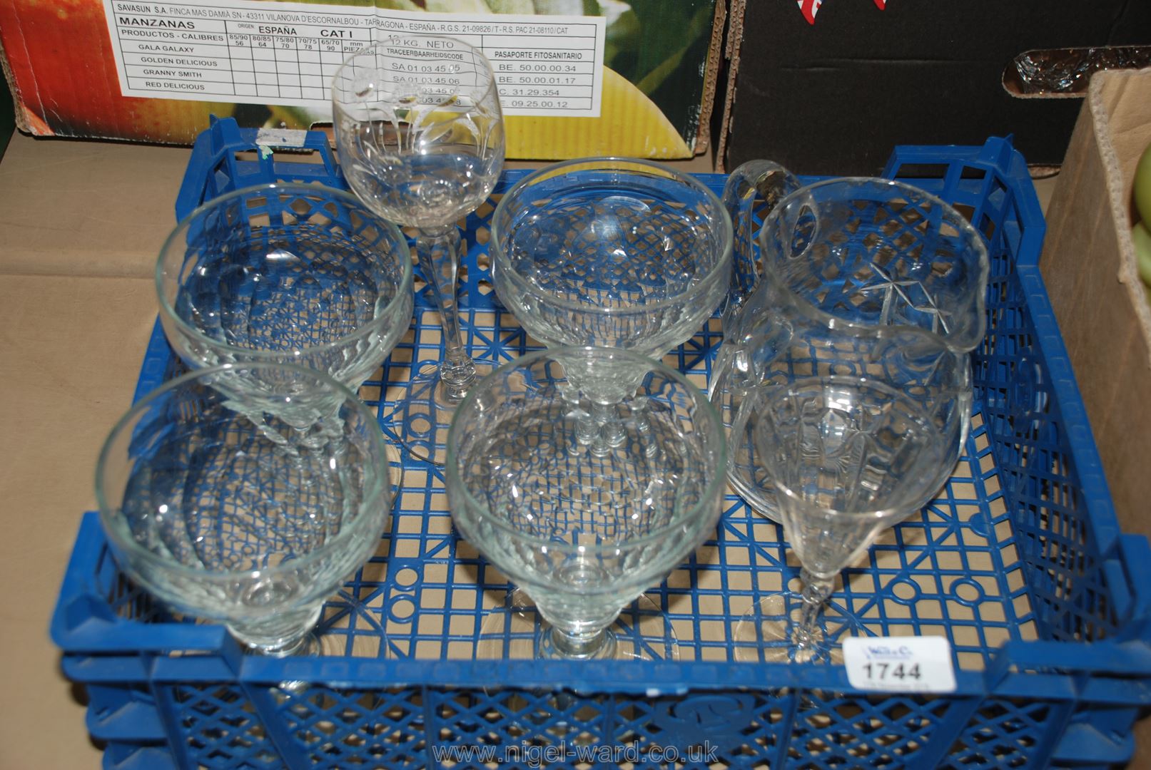 Four hand blown Rummers (one a/f), etc.