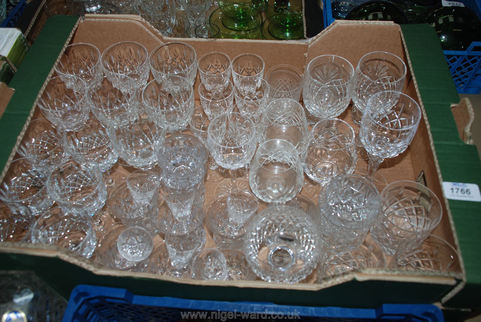 A quantity of glasses including; wine, whiskey, liqueur, etc.