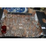 Miscellaneous glass including assorted early glasses, six early Victorian sherry glass,