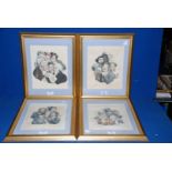 A Louis-Leopold Boily, four framed caricature lithographs.