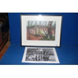 A framed Watercolour entitled 'Wellington Wood' by landscape artist Richard Bavin together with a