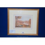 George Barrett Jnr: signed Watercolour of shepherds and flock.
