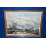 An Oil on board of The Malverns, indistinctly signed, label verso.