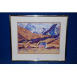 Rita Cook (Angus) Print of the Cass Mountains (Auckland label verso).