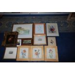 A box of assorted picture frames including limited edition prints and etchings, etc.
